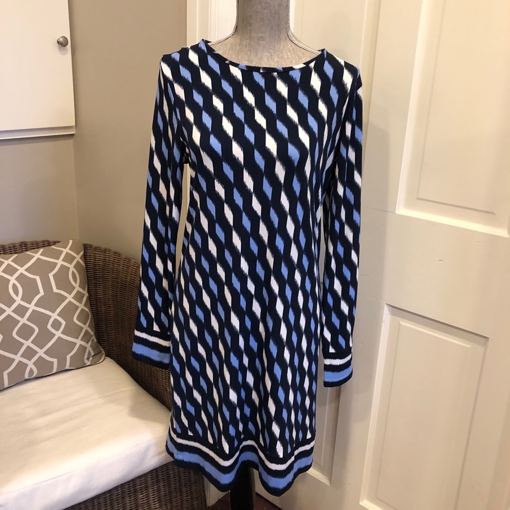 Michael Kors Blue Patterned Shift Dress